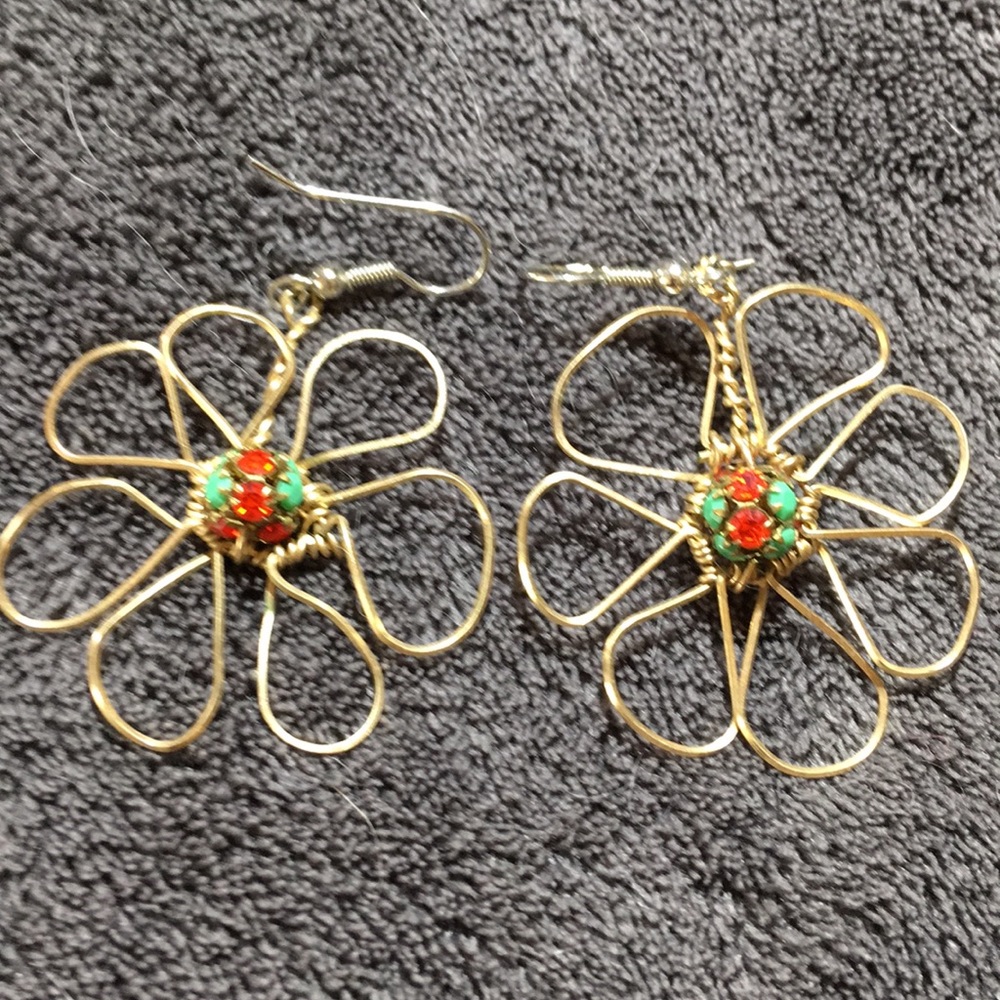 Gold flower earrings